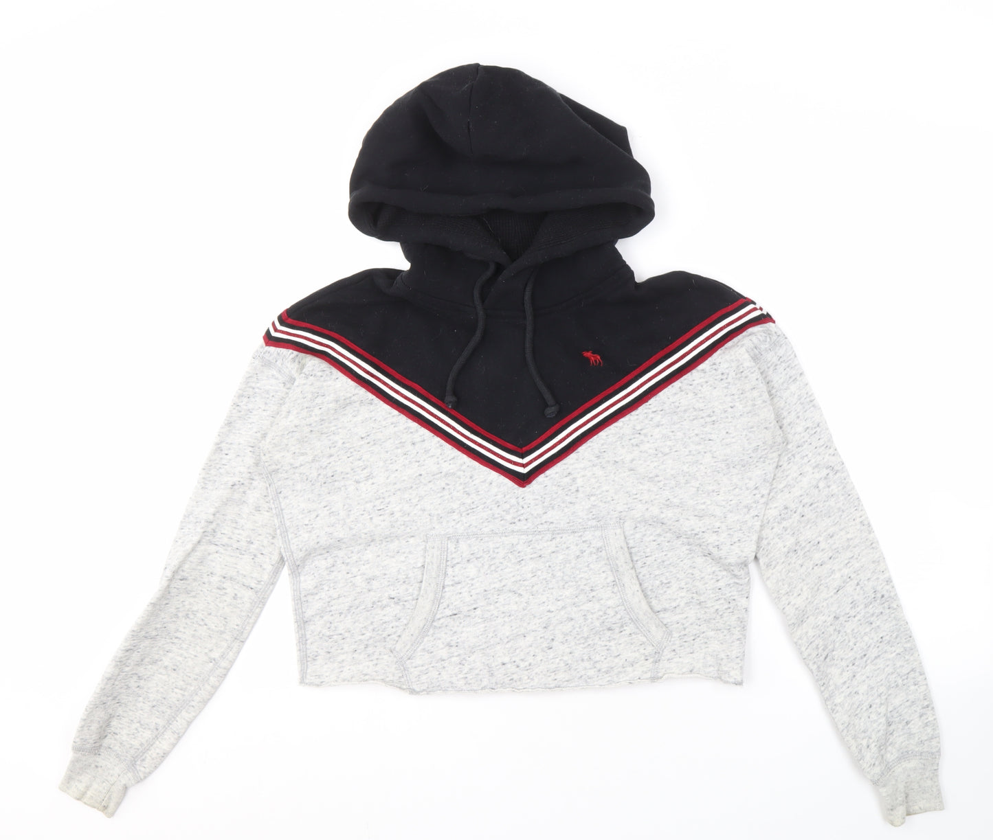 Abercrombie & Fitch Women's Pullover Hoodie, 2XS, Grey & Black