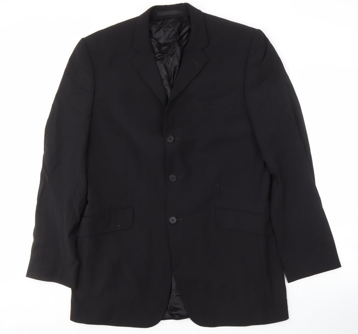 Jasper Conran Men's Black Wool Blazer, Size 42 Long