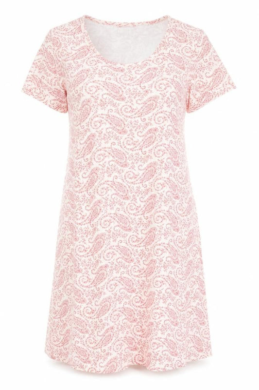 Front view of Lands' End Women's Pink Paisley Scoop Neck Dress S