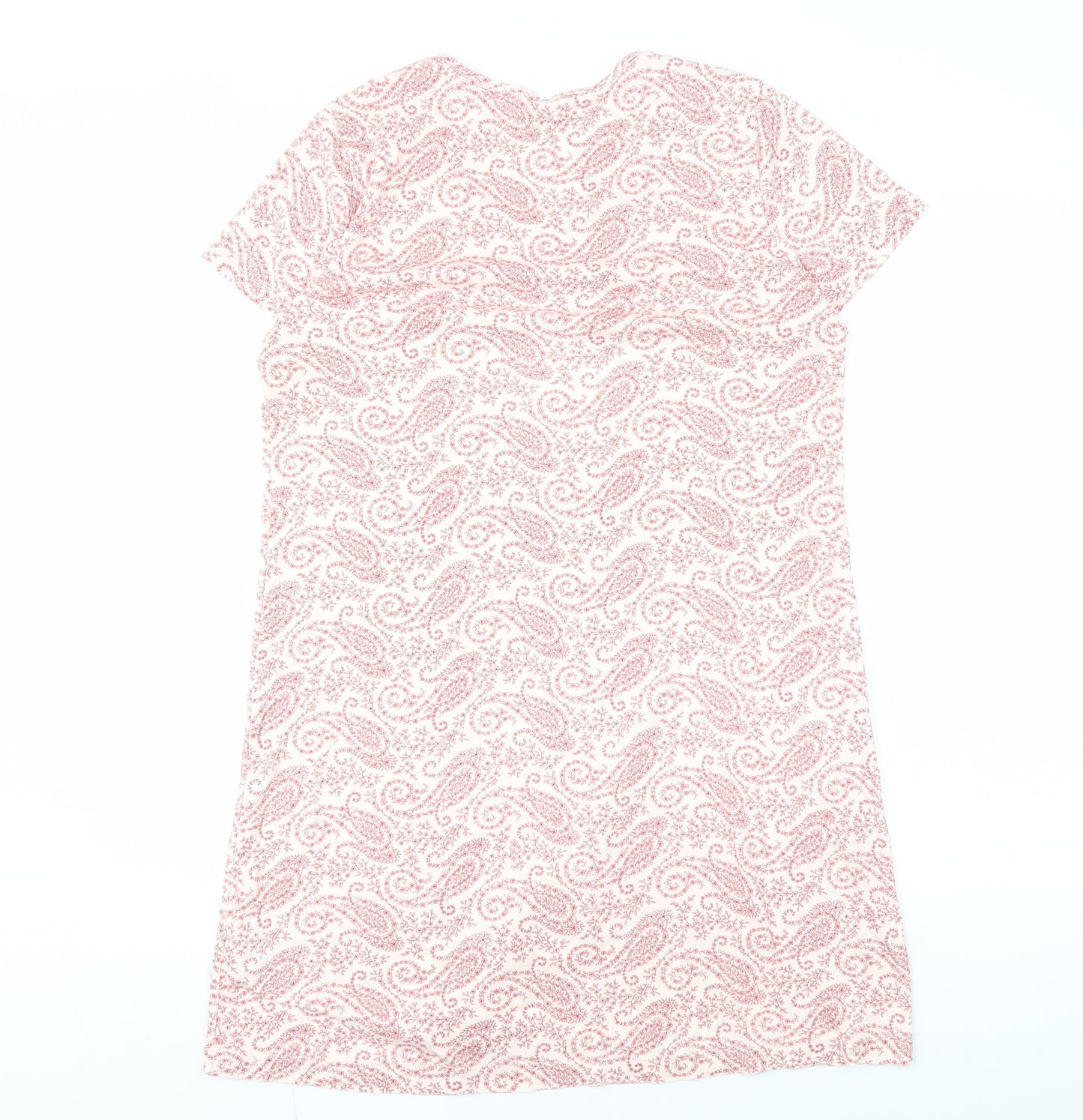 Lands' End Women's Pink Paisley Scoop Neck Dress S