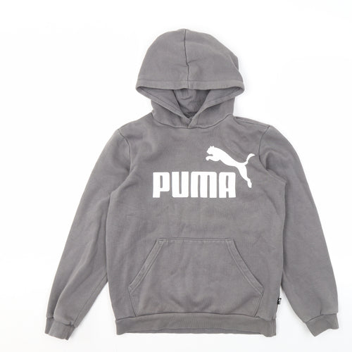 Puma Girls Grey Pullover Hoodie XL Graphic Print
