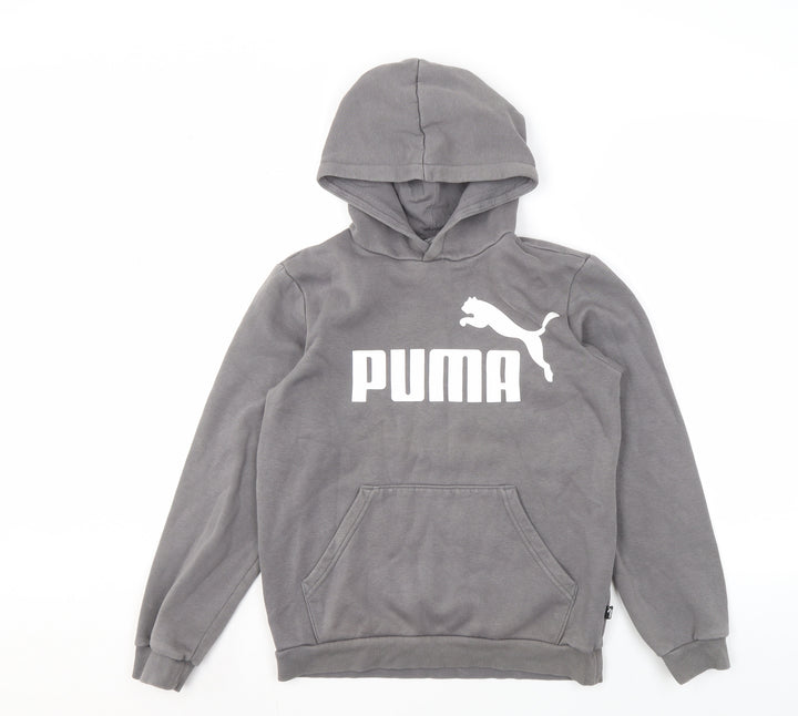 Puma Girls Grey Pullover Hoodie XL Graphic Print
