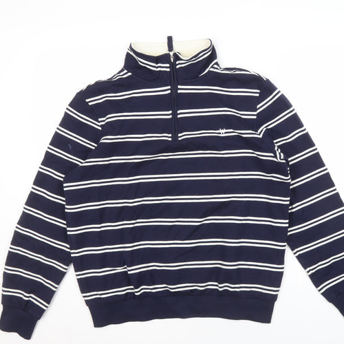 WoolOvers Men's Blue Striped Sweatshirt, Size S, Jersey