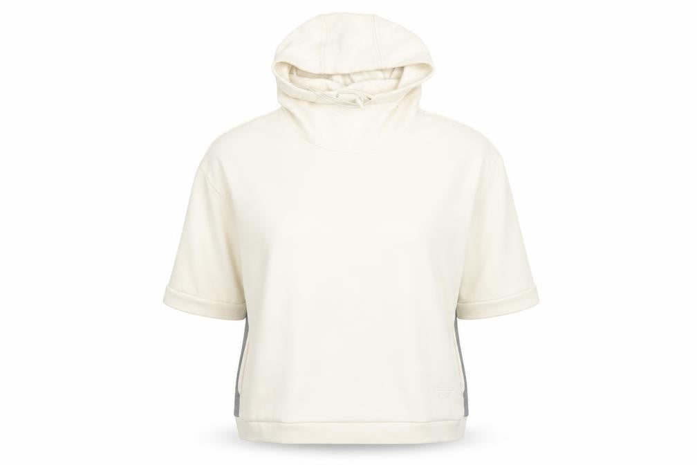 Front view of Puma Women's Ivory Hoodie, size 12, Comfortable Knit