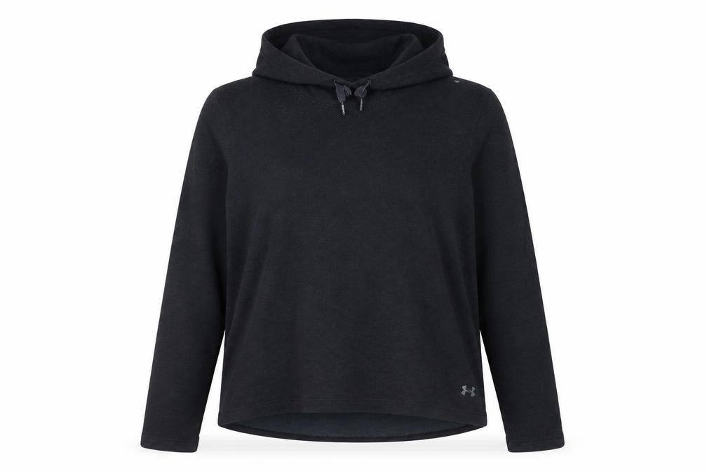 Front view of Under Armour unisex black hoodie large, gym training