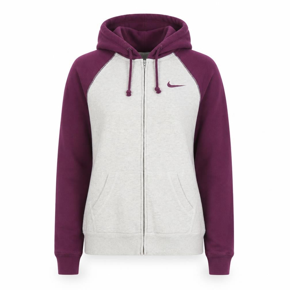 Front view of Nike Women's Grey XS Full Zip Hoodie with Logo