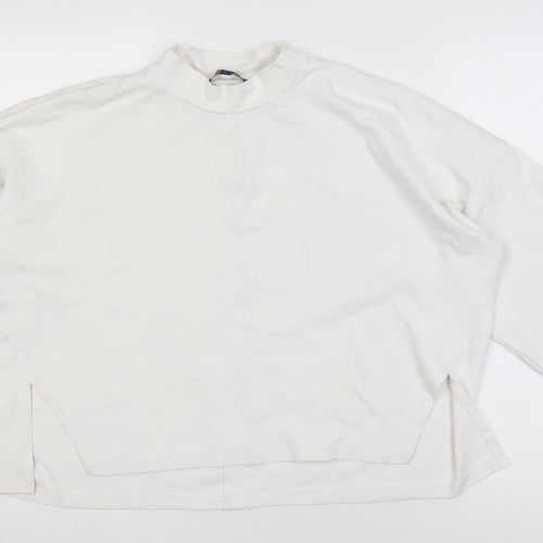 French Connection Women's White Mock Neck Sweatshirt L