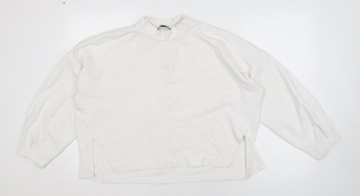 French Connection Women's White Mock Neck Sweatshirt L
