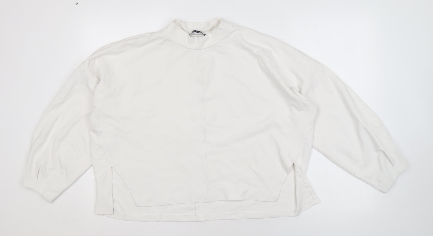 French Connection Women's White Mock Neck Sweatshirt L