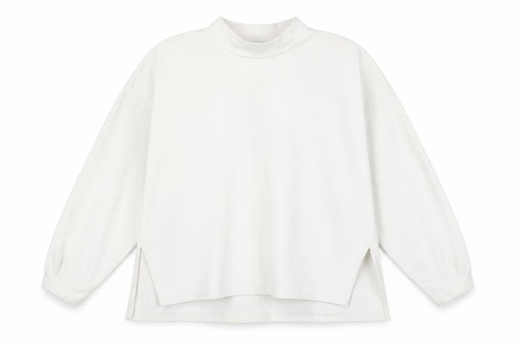 Front view of French Connection Women's White Mock Neck Sweatshirt L