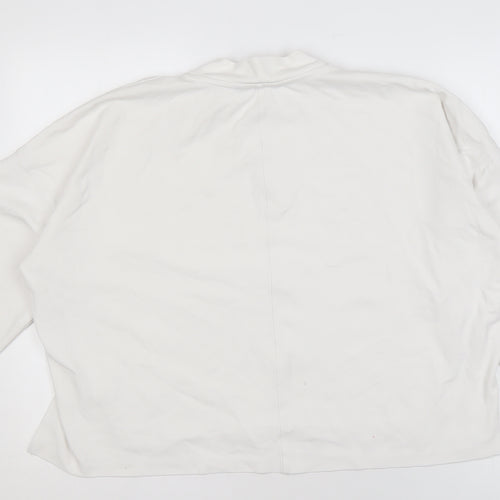 French Connection Women's White Mock Neck Sweatshirt L