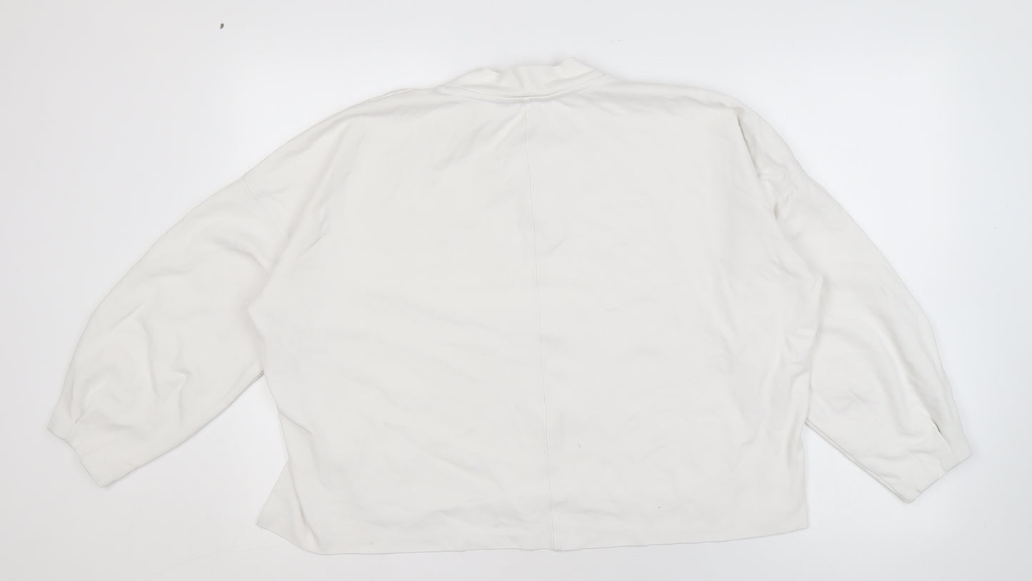 French Connection Women's White Mock Neck Sweatshirt L