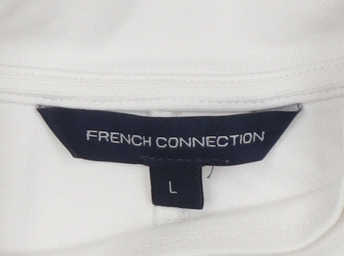 French Connection Women's White Mock Neck Sweatshirt L