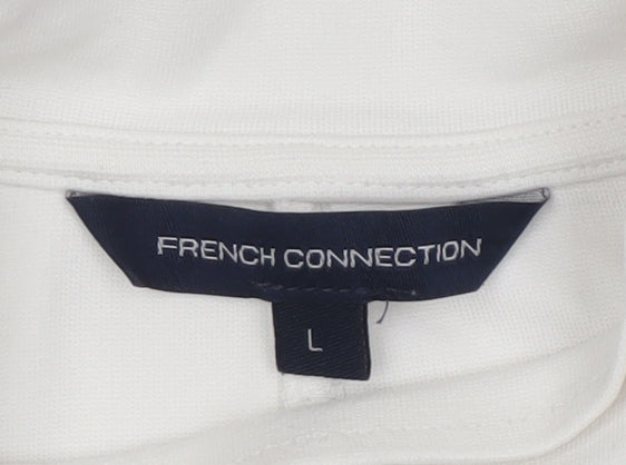 French Connection Women's White Mock Neck Sweatshirt L