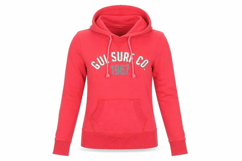 Front view of Gul Surf Co. Women's Red Pullover Hoodie, size 10