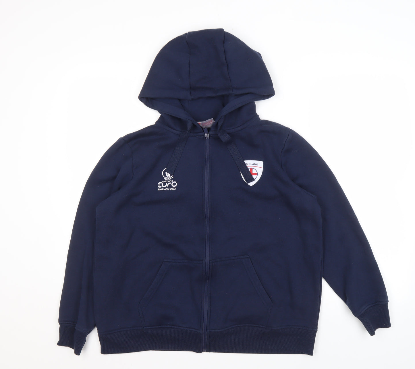 UEFA 2022 Women's Blue Full Zip Hoodie, Size 14, Sports Casual