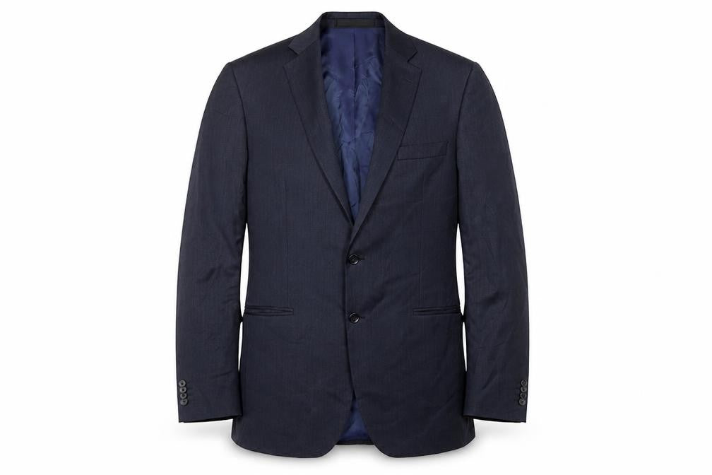 Front view of Marks & Spencer Men's Blue Long Blazer, size 42L