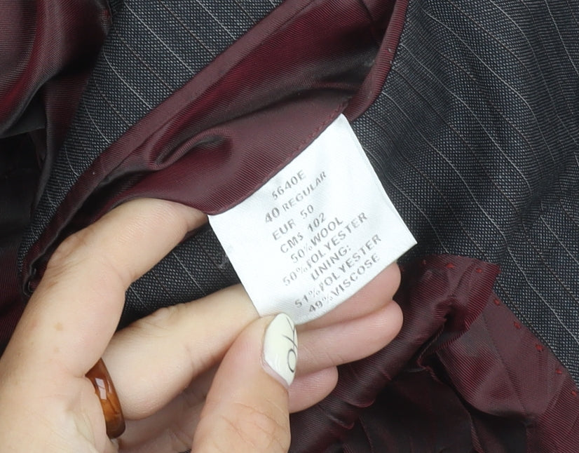 Brook Taverner Men's Grey Striped Suit Jacket 40R