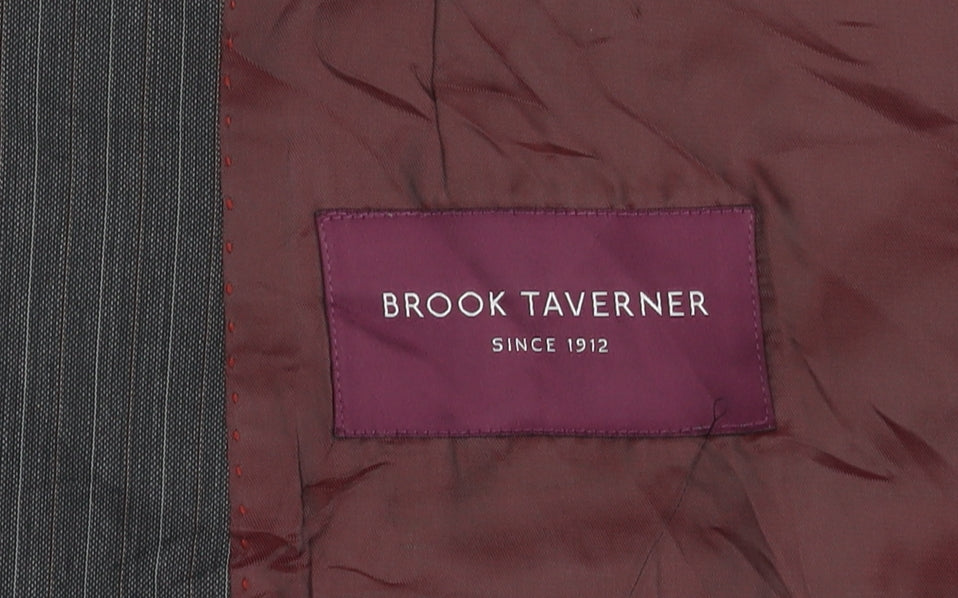 Brook Taverner Men's Grey Striped Suit Jacket 40R
