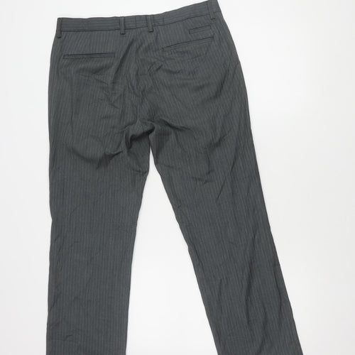 Butler and Webb Men's Grey Striped Business Trousers 34