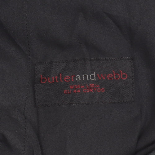 Butler and Webb Men's Grey Striped Business Trousers 34
