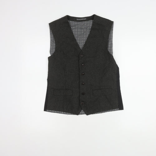 Next Men's Grey Wool Waistcoat Size 38R Regular Fit
