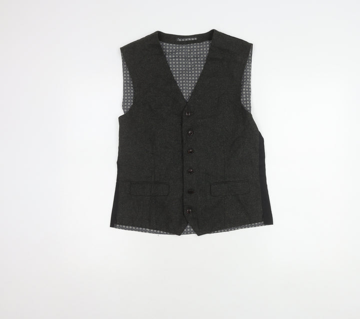 Next Men's Grey Wool Waistcoat Size 38R Regular Fit