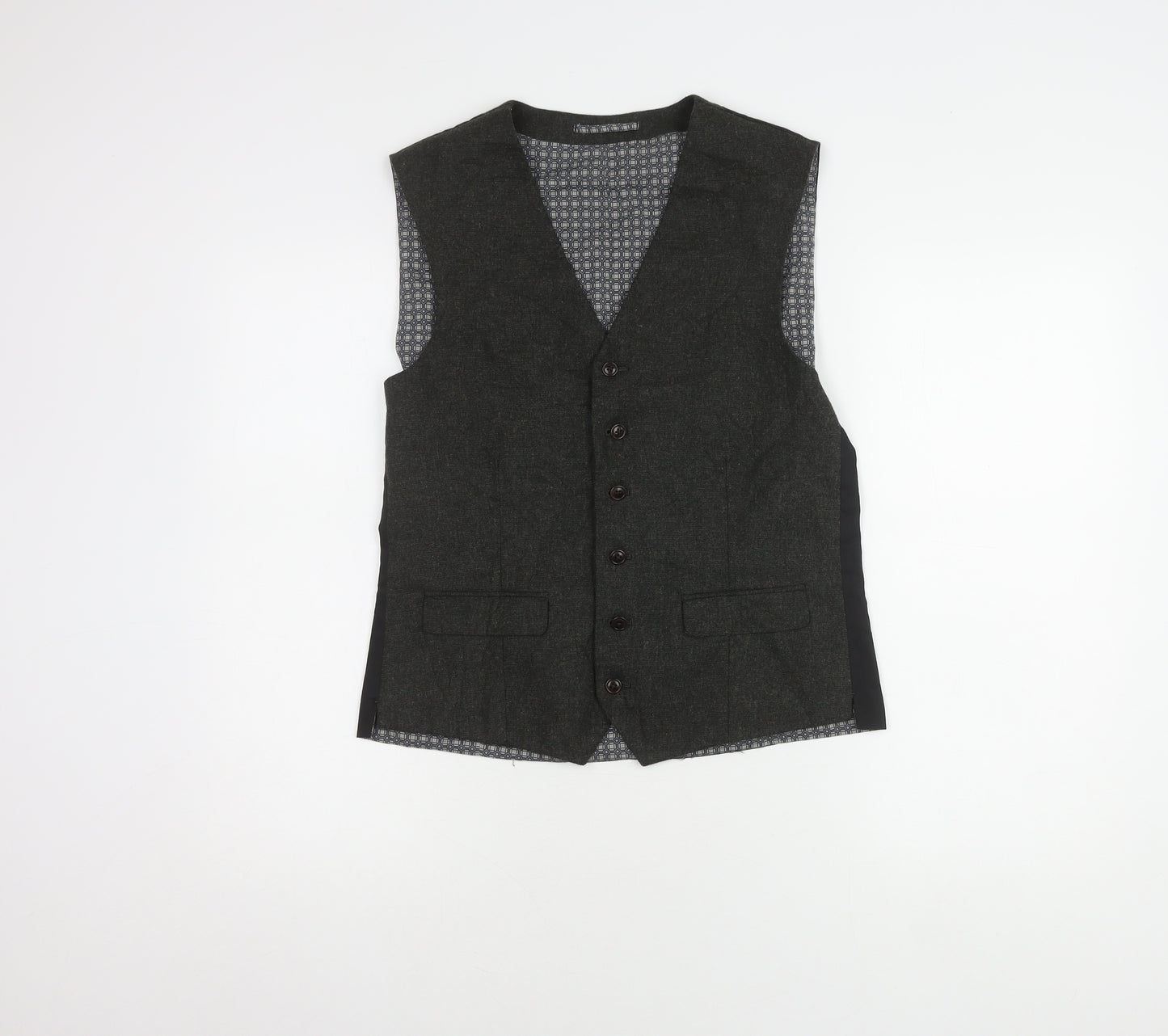 Next Men's Grey Wool Waistcoat Size 38R Regular Fit