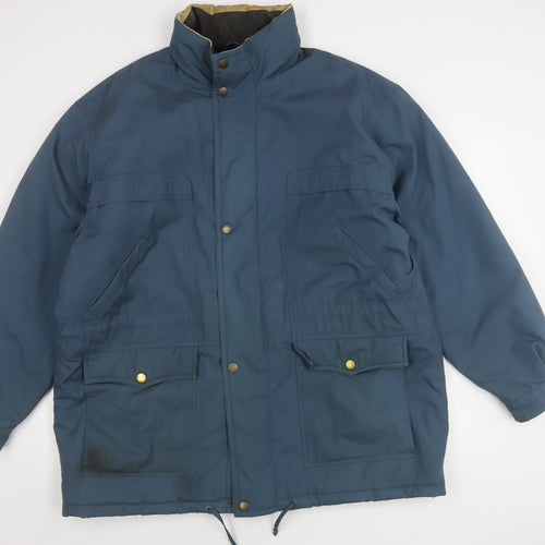 BHS Men's Blue Parka Jacket XL Stand-Up Collar Casual 44"-46"