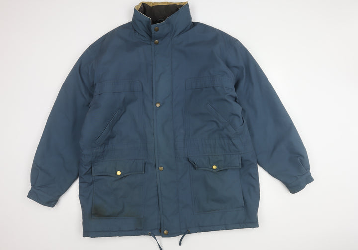 BHS Men's Blue Parka Jacket XL Stand-Up Collar Casual 44"-46"