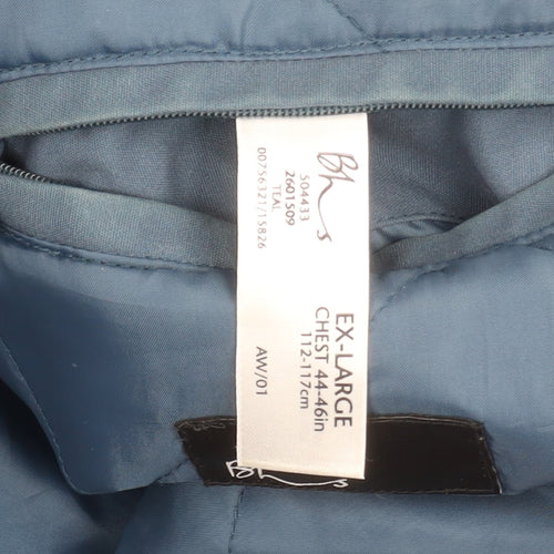 BHS Men's Blue Parka Jacket XL Stand-Up Collar Casual 44"-46"
