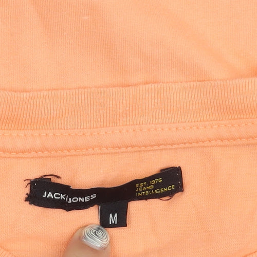 Jack & Jones Men's Orange Medium Graphic Crew Tee