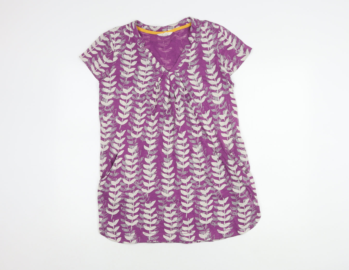 White Stuff Women's Purple Floral T-Shirt Size 10
