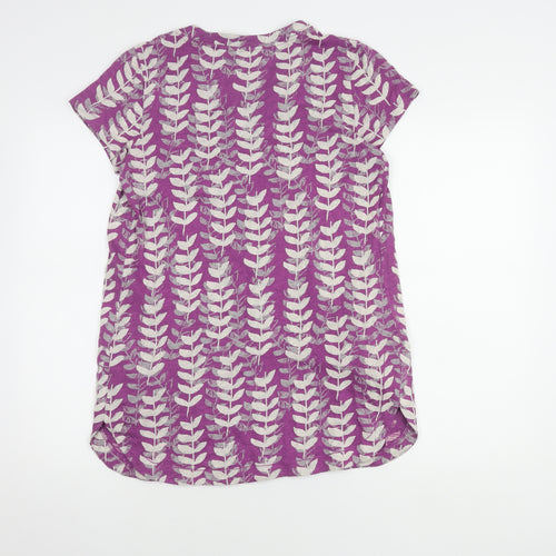 White Stuff Women's Purple Floral T-Shirt Size 10