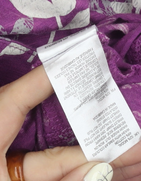 White Stuff Women's Purple Floral T-Shirt Size 10