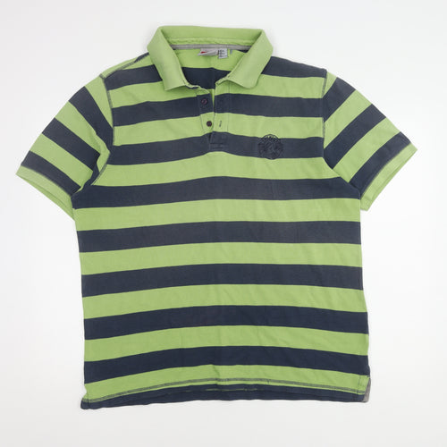 TOG24 Men's Green Striped Polo XL - Casual Spring/Summer Top
