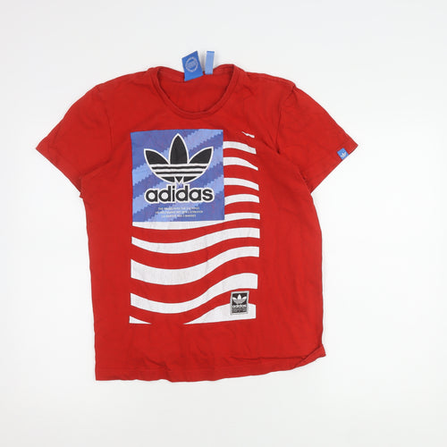 Adidas Men's Red Graphic Tee, Size S