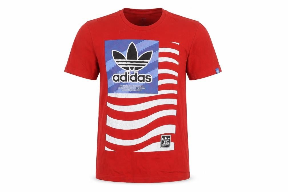 Front view of Adidas Men's Red Graphic Tee, size S