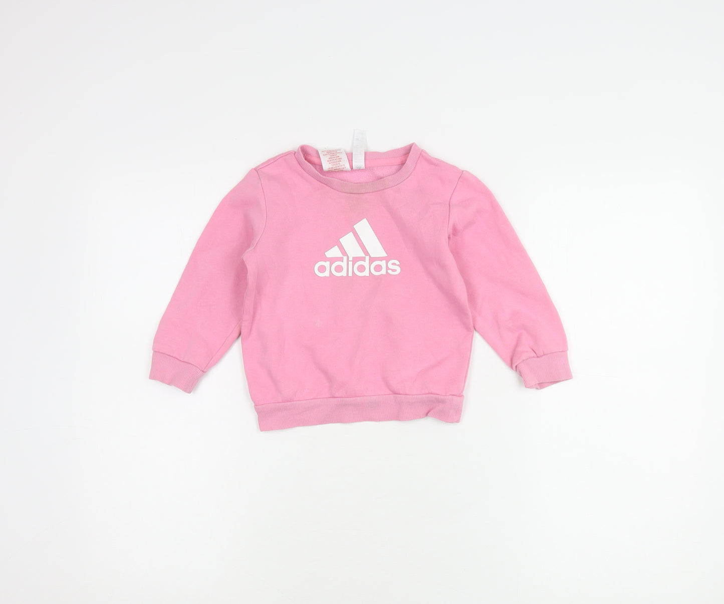 Adidas Girls Pink Jumper 2-3 Years, Logo Casual Knit