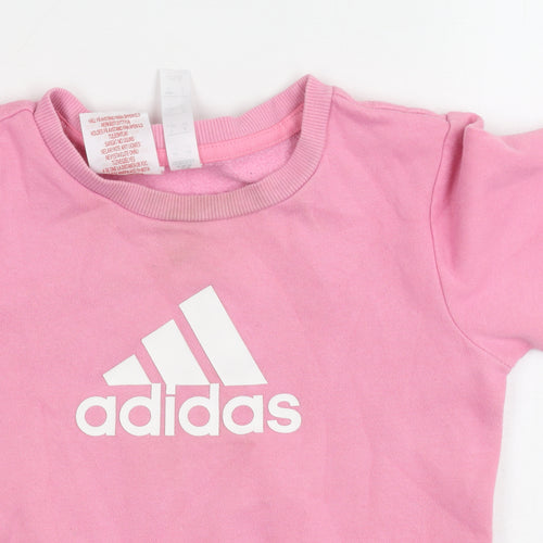 Adidas Girls Pink Jumper 2-3 Years, Logo Casual Knit