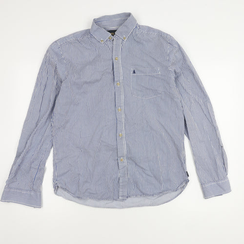Musto Men's Blue Striped Button-Up Shirt, M