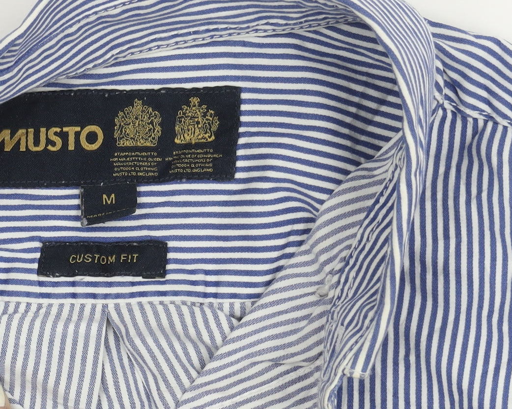 Musto Men's Blue Striped Button-Up Shirt, M