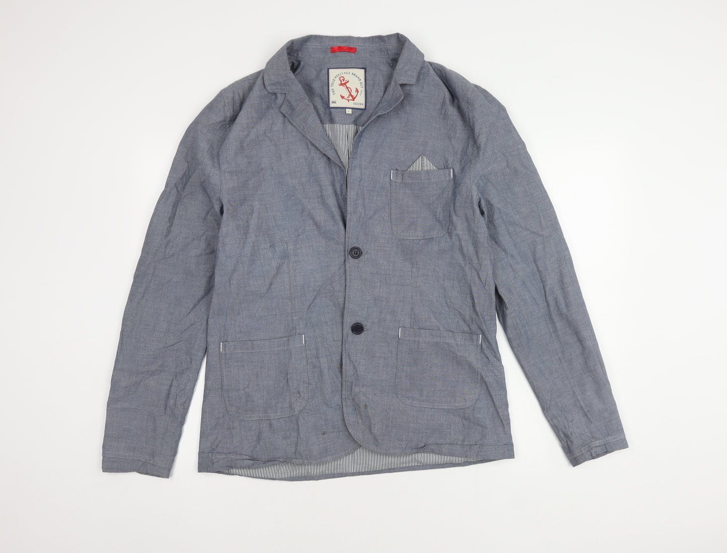 The True Heritage Men's Blue Blazer, L, Notch Lapel