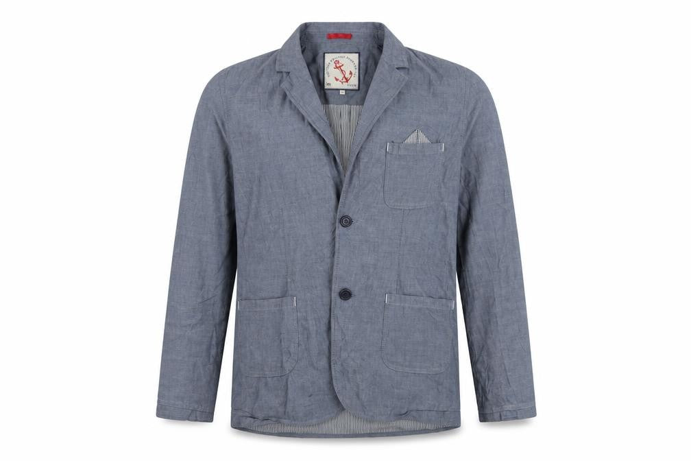 Front view of The True Heritage Men's Blue Blazer, L, Notch Lapel