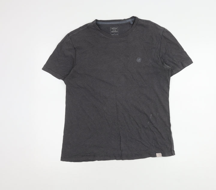 FatFace Men's Grey Cotton T-Shirt S, Casual Short Sleeve