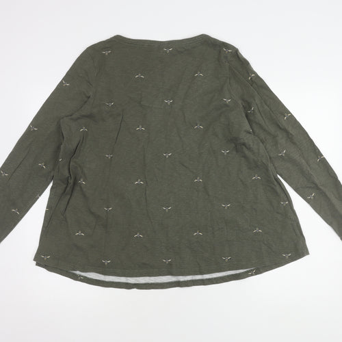 Joules Women's Green Long Sleeve V-Neck T-Shirt Size 16