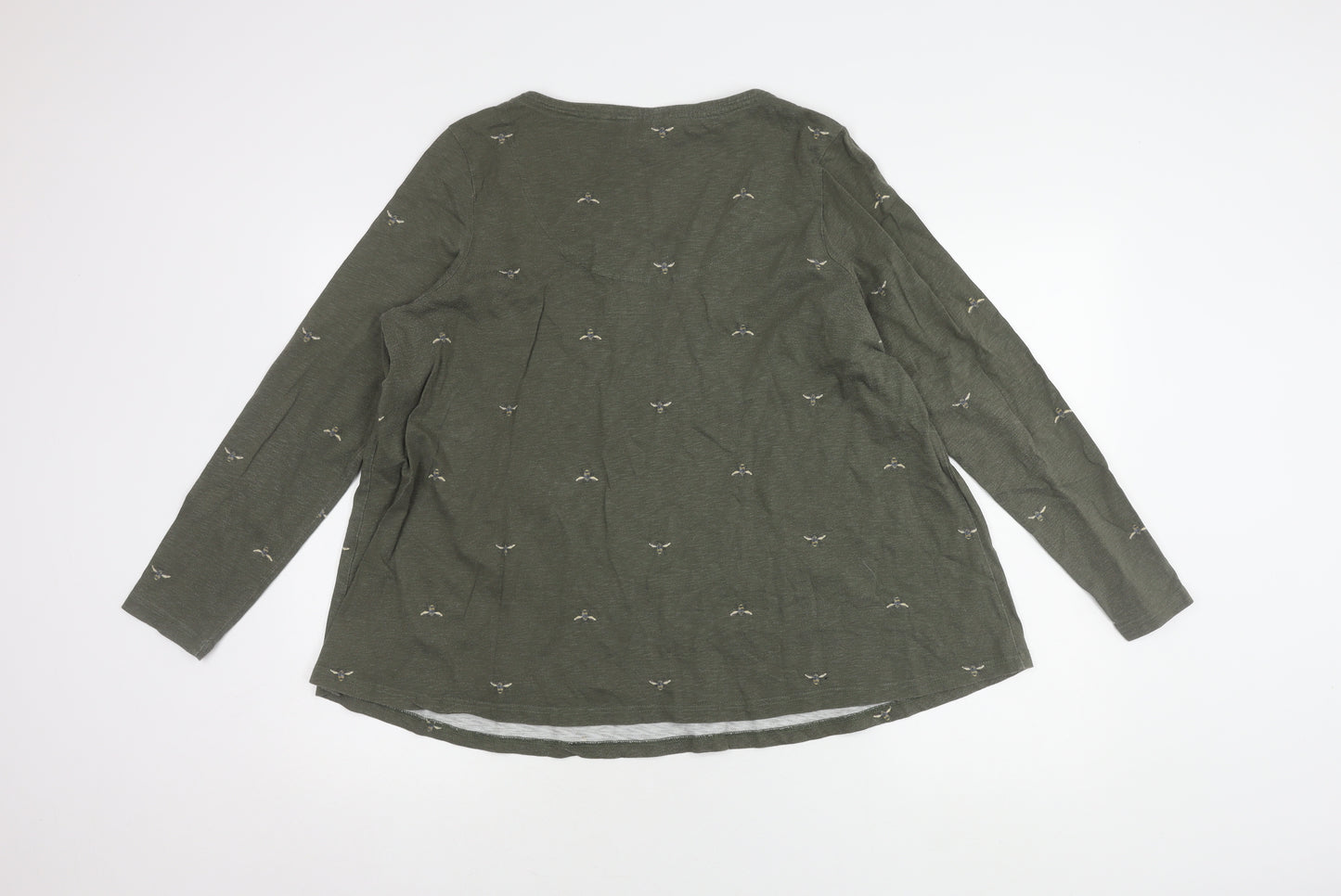 Joules Women's Green Long Sleeve V-Neck T-Shirt Size 16