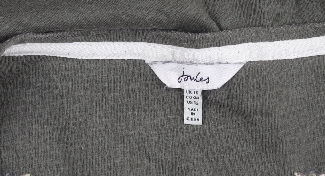 Joules Women's Green Long Sleeve V-Neck T-Shirt Size 16