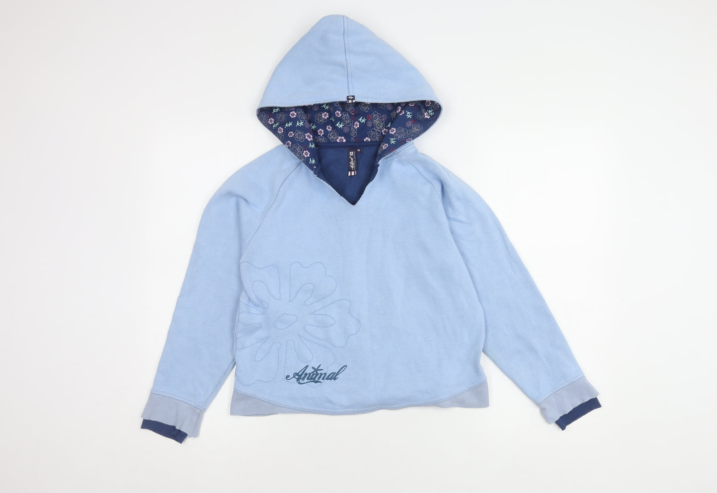 Animal Girls Blue Floral Pullover Hoodie 12 Years