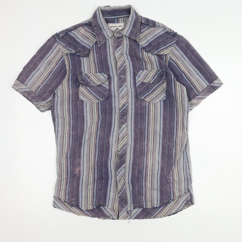 Brave Soul Men's Multicoloured Striped Shirt, Size L